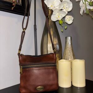 Fossil Brown Leather Crossbody Bag